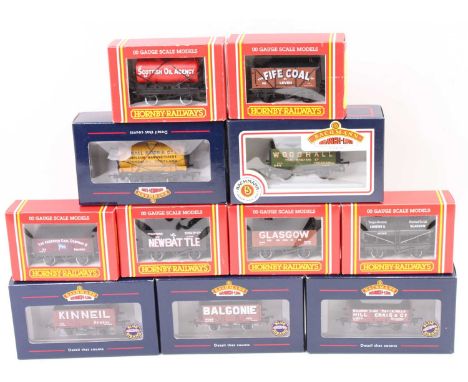 Five Bachmann Branchlines and six Hornby wagons. 8 open and 3 tanks. All with Scottish ‘names.’ All Harburn Hobbies special l