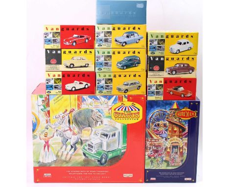 A Vanguards 1/43rd scale diecast group of 10 including E Type Jaguar, MGA Open Top, Triumph Spitfire MKII and others - sold w