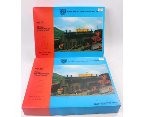 Two International Hobbies Corporation No.001 2-stall (2-road) Engine House (Engine shed). 0 gauge. Mint condition plastic kit