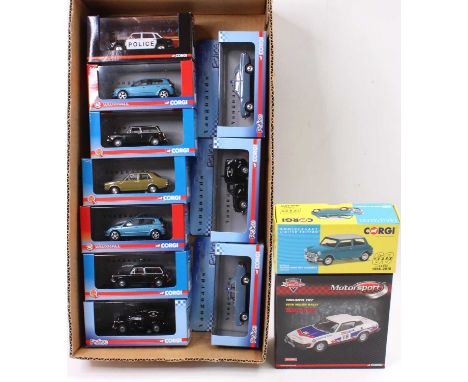 12 boxed Corgi Vanguards and Drive Time models as well as various limited edition Police issues to include, Morris Marina 130