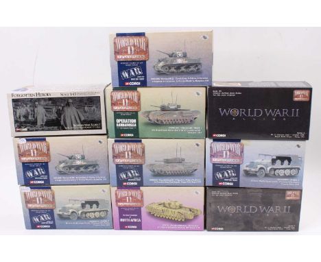 Ten various boxed Corgi mixed scale military diecast vehicles, all housed in original packaging, series to include WWII Colle