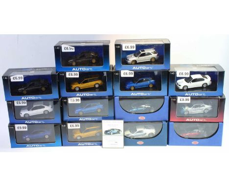 14 various boxed Auto Art 1/43 scale boxed modern release diecast vehicles, mixed examples to include a Subaru Impreza WRX ST