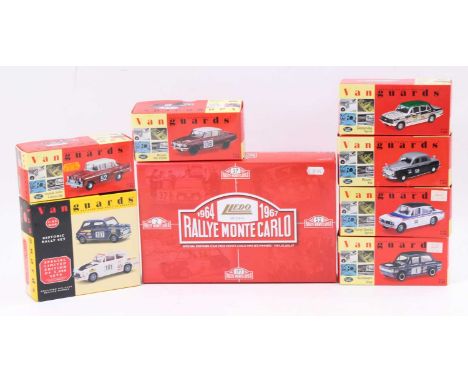 A Vanguards 1/43 scale and Lledo Days Gone vintage race car diecast group, eight boxed examples, all in original packaging, t