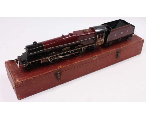 1938-40 Hornby 20v AC ‘Princess Elizabeth’ 6201 loco &amp; tender LMS maroon. San serif letters &amp; numbers. Inside of cab 