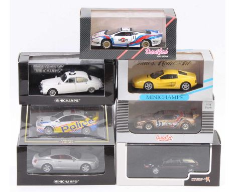 Seven various boxed Minichamps, Corgi Detail cars, Vitesse and Premium X 1/43 scale diecast vehicles, to include a Minichamps