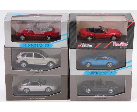 6 boxed and Minichamps and Corgi Detail 1/43 scale diecast vehicles to include a Minichamps Porsche Cayenne 4x4, a Minichamps