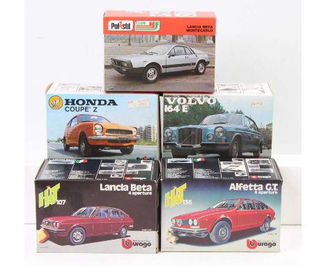 Five various boxed Polistil and Bburargo 1/24 scale diecast vehicles all housed in original boxes to include a Polistil Honda