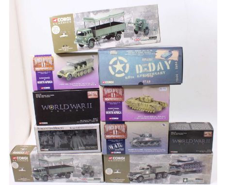 Ten various boxed Corgi military related diecast vehicles and accessories, mixed scales and series to include Forgotten Heroe