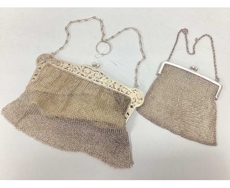 An Antique Decorative Mounted Chatelaine Chainmail Handbag, H&amp;Co, London import mark 1912, the mount of pierced scrolling