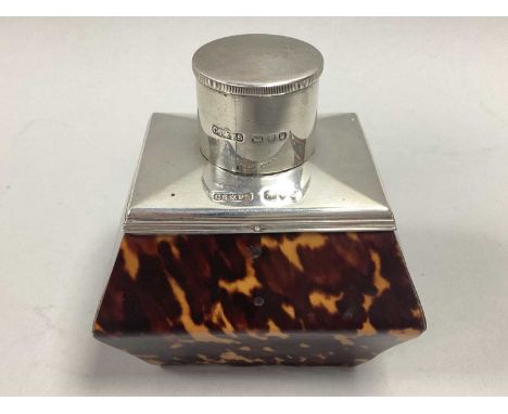 A Hallmarked Silver and Faux Tortoiseshell Mounted Caddy / Canister, Cornelius Desormeaux Saunders & James Francis Hollings S