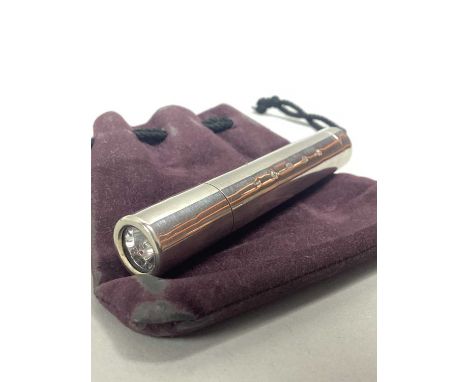 Asprey; A Modern Hallmarked Silver Mounted Pocket Torch, London 1998, 8.3cm long.No visible signs of damage or repair, all ov
