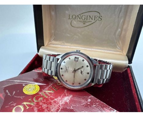 Longines; Ultra-Chron Automatic Gent's Wristwatch, the signed dial with dot markers and date aperture, (movement unseen), cas