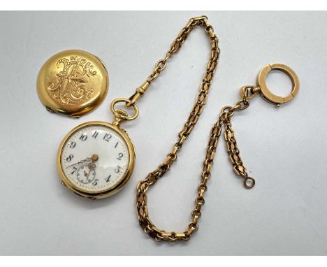 Jaeger LeCoultre; A Decorative Vintage Ladies Fob Watch, the unsigned white dial with black Arabic numerals and seconds subsi