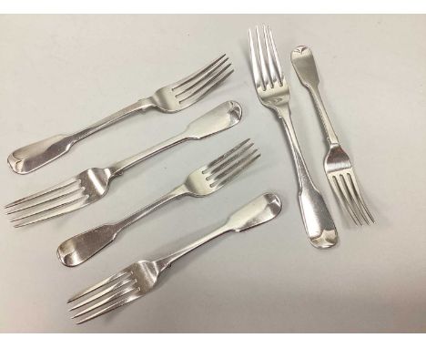 A Pair of Victorian Hallmarked Silver Fiddle Pattern Table Forks, Joseph II &amp; Albert Savory, London 1840; Together with M