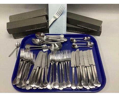 David Mellor; A Modern Ten Setting Part Canteen of Hoffmann Pattern Stainless Steel Cutlery, comprising ten each table knives