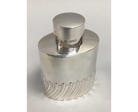 A Late Victorian Hallmarked Silver Caddy / Canister, TB, London 1900, of oval cylindrical form, semi gadrooned, with plain pu