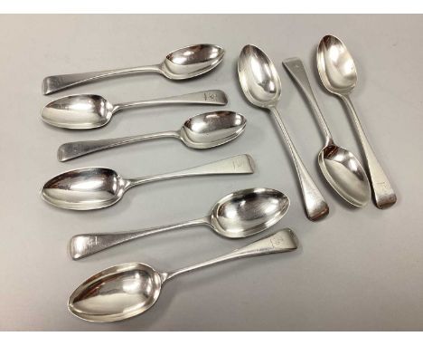 A Matched Set of Nine XIX Century and Later Hallmarked Silver Old English Pattern Spoons, Paul Storr, London 1833 (2), GA, Lo