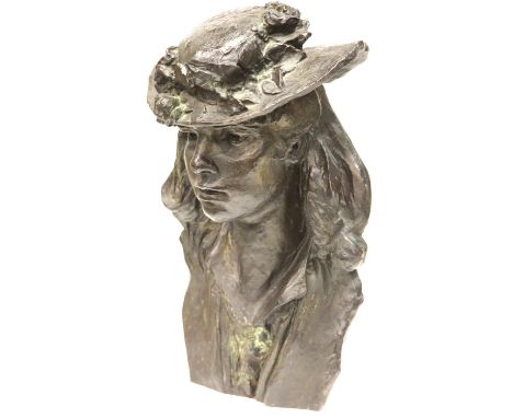 Large cast head and shoulders bust of a lady, H: 44 cm. P&amp;P Group 3 (£25+VAT for the first lot and £5+VAT for subsequent 