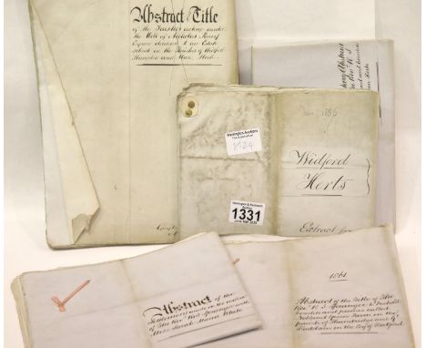 Admiral Thomas Le Marchant Gosselin and his heirs, five legal documents including the abstract of the title will of Nicholas 