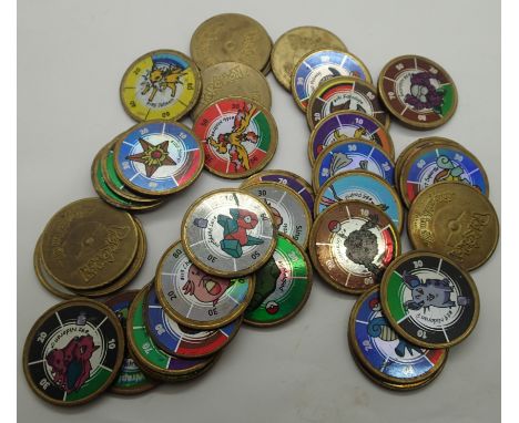 SOLD FOR THE NHS Eighty vintage metal Pokemon game tokens. P&amp;P Group 1 (£14+VAT for the first lot and £1+VAT for subseque