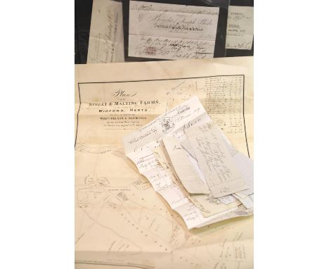 Admiral Thomas Le Marchant Gosselin and his heirs, approximately 50 mostly stamped invoices for high end purchases 1840 to 18