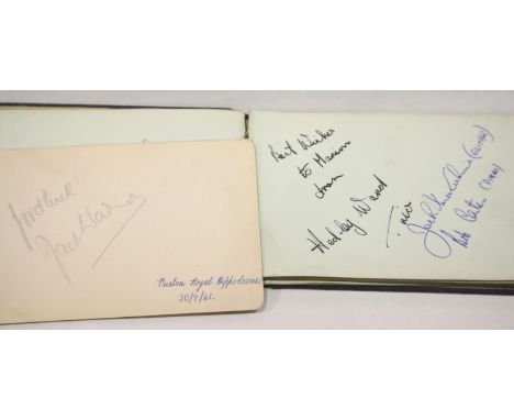 Original c1940 autograph book some known e.g Sybil Thorndike Billy Cotton no provenance. P&amp;P Group 2 (£18+VAT for the fir
