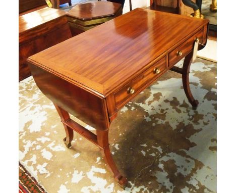 SOFA TABLE, Regency and later mahogany with two frieze drawers and dummy drawers to verso, 92cm x 56cm x 74cm H, 137cm extend