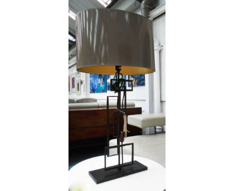 SALPETON SIDE LAMP, by Porta Romana interlocking metal with oval shade, 93cm H.