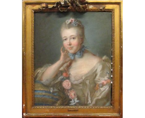 Manner of Maurice Quentin La Tour, 'Portrait of a Lady, possibly Madame Pompidour', pastel on paper laid on canvas, 64cm x 54