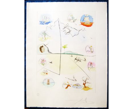 SALVADOR DALI, 'The Etched Frontispiece', original drypoint etching with stencil in colours, 1973, signed in pencil, XX/XXXV,