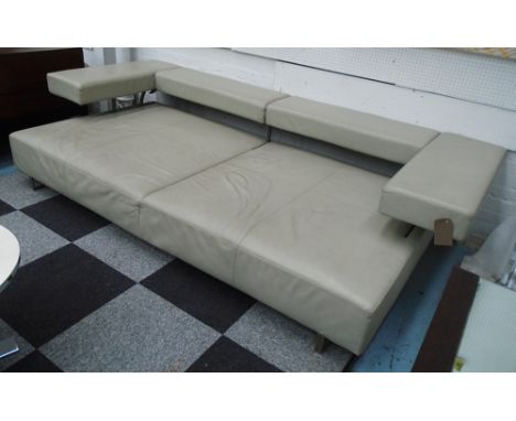 SOFA, large two seater, in cream leather on chromed metal supports, by Arketipo, 270cm L.