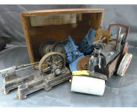 Fordson Major DIY tractor kit modelled on a Fordson Major, Early poss Tri-ang steam roller and one other simple engine.