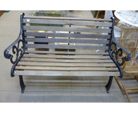 A cast iron ended garden bench