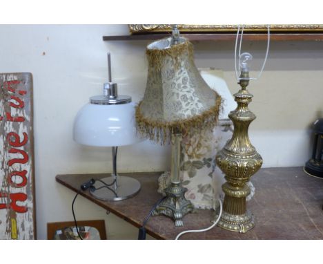 An Art Deco style table lamp and two other table lamps