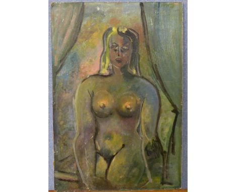 Three French Impressionist oil paintings, portrait of a female nude and two still life's, unframed