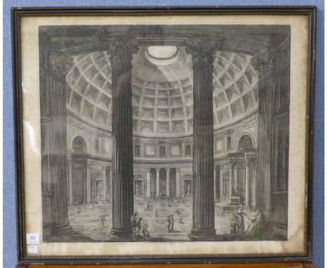 A 19th Century Italian etching, The Pantheon, framed