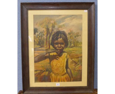 * Reynolds, portrait of a young African girl, oil painting, framed