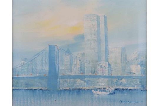 Giacomo Jhd Twin Towers New York Gemalde Ol Leinwand 41 Cm X 51 Cm Rechts Unten Signiert