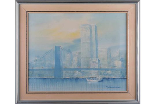 Giacomo Jhd Twin Towers New York Gemalde Ol Leinwand 41 Cm X 51 Cm Rechts Unten Signiert