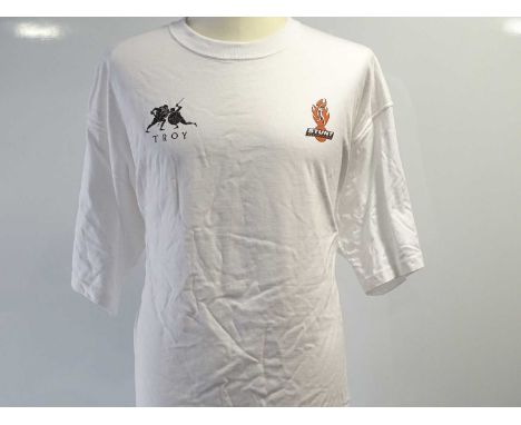 TROY - Film / Production Crew Issued Clothing - a group of four stunt crew T-shirts comprising 2 x white 'XXL', one x black '