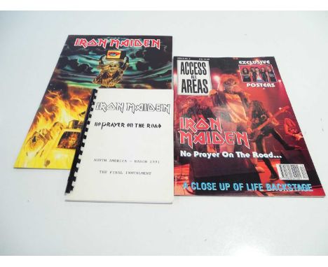 IRON MAIDEN - a group of memorabilia items comprising 'No Prayer On The Road' tour programme and the itineray (for the Americ