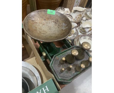 A set of Fairbanks weighing scales with brass weights