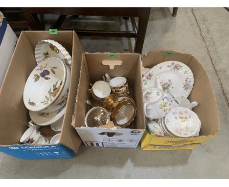 A box of Royal Worcester Evesham crockery and two boxes of teaware