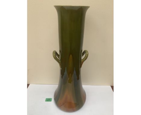 A Linthorpe pottery two handled vase, impressed mark and number 2301. Probably designed by Dr. Christopher Dresser. 20' high.