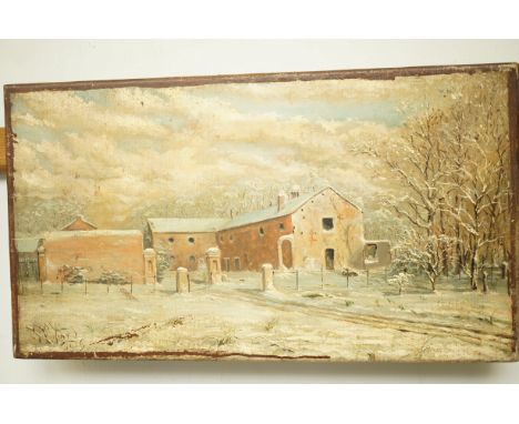 Oil on canvas snow scene signed J R Ford 1915