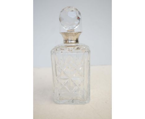 Cut glass silver top decanter
