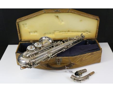 Alto saxophone, impressed Alfred Moore, Bardford 2654, with neck and mouthpiece in fitted case 