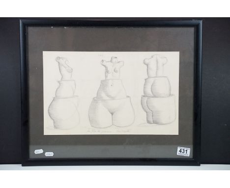 After René François Ghislain Magritte (Belgium, 1898 - 1967), La Folie Des Grandeurs, pencil, 25 x 40.5cm, framed and glazed 