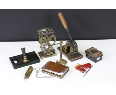 Collectables, to include: lady's purse with hallmarked silver mounts, Birmingham 1904, maker's mark LK (possible Ludwig Krumm