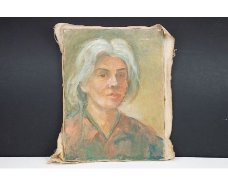 English School, head and shoulders portrait of a lady, oil on canvas, 40.5 x 30.5cm 